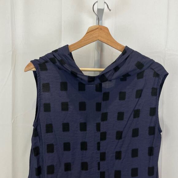 CUT LOOSE S Cowl Neck Tunic Top Sleeveless Pullover Square Patch Purple Black - Picture 8 of 12